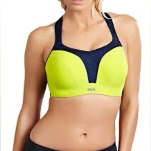 NWT;Panache Neon Yellow and Black Sports Bra